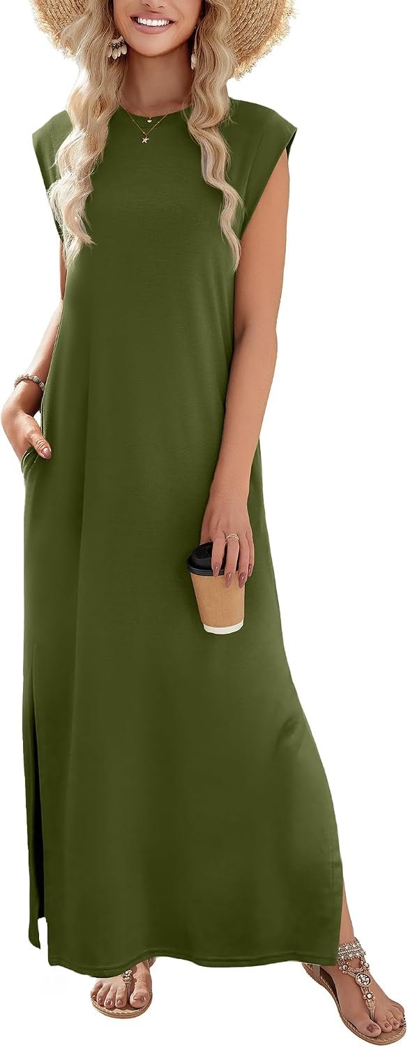 Summer Dresses for Women 2026 Long Maxi Sundresses Loose Split Wrinkle-Free Beach Travel Vacation Clothes