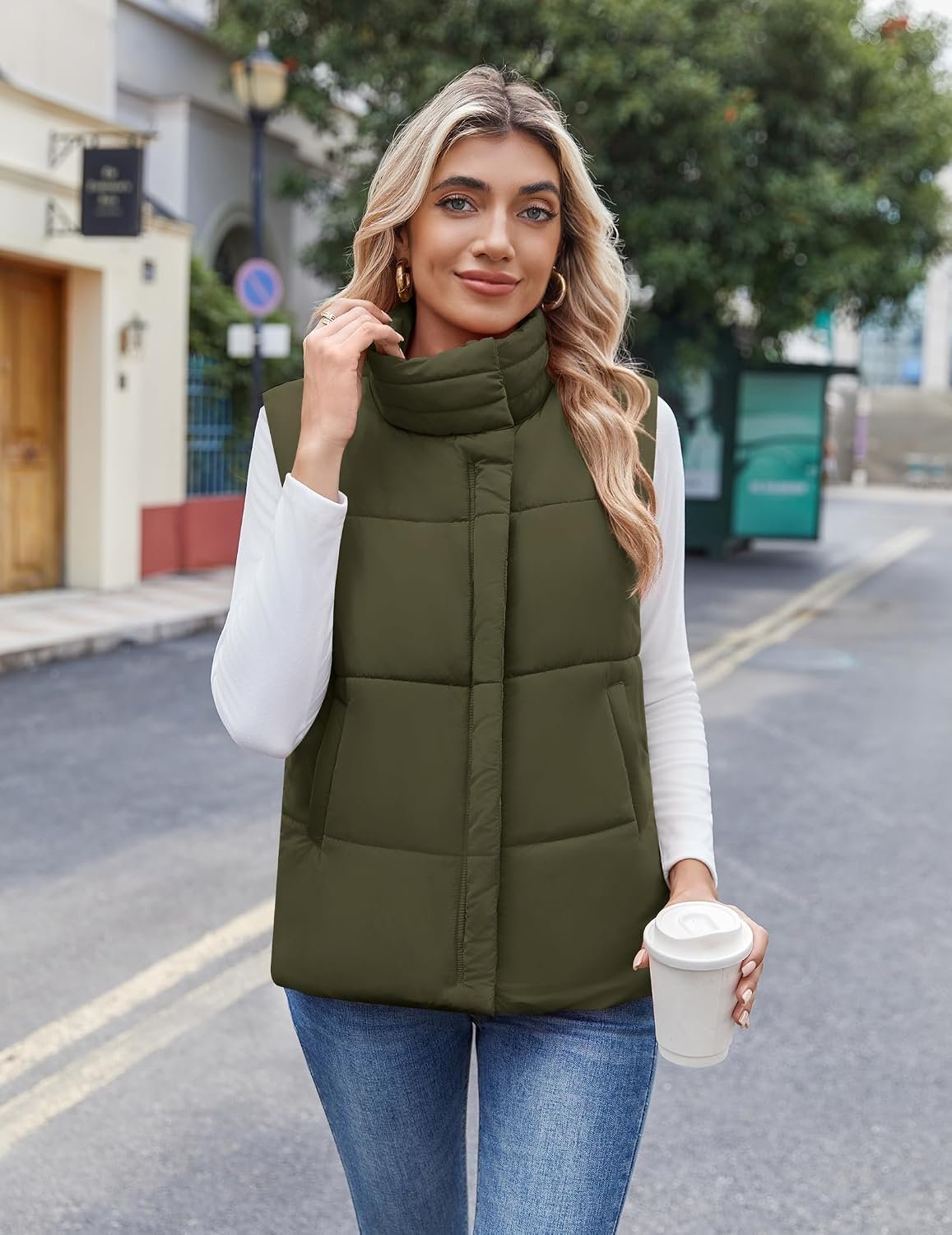 Puffer Vest Women Lightweight Fall Sleeveless Jackets Zip Up Puffy Outerwear Quilted Gilet Winter Pocket Outfits - Image 3