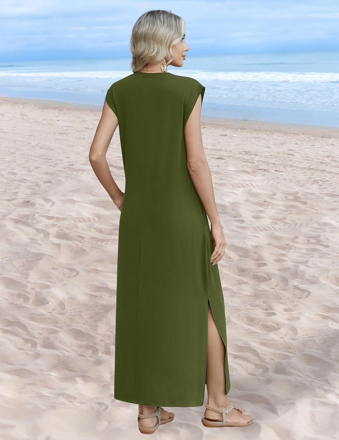 Summer Dresses for Women 2026 Long Maxi Sundresses Loose Split Wrinkle-Free Beach Travel Vacation Clothes - Image 5