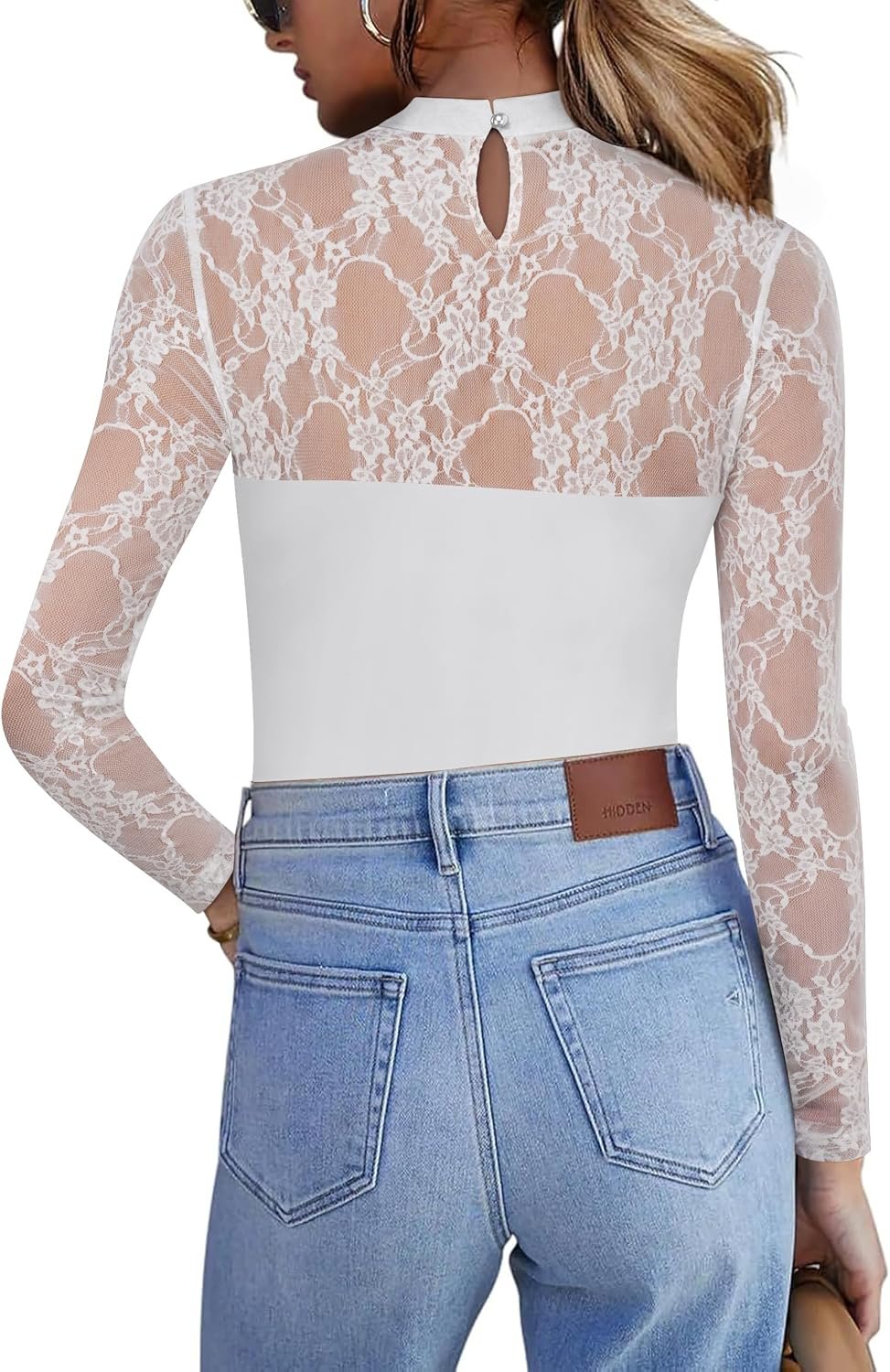 Long Sleeve Shirts for Women's Lace Tops Mesh Sheer Sexy Fall Blouse | Long sleeve lace top, Mesh sheer shirt, Black crew neck clothes, Going out outfit, Summer fall business casual blouse - Image 2