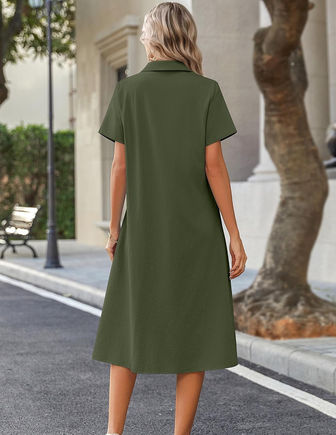 Summer Dresses for Women 2026 Button Down Shirt Dresses Aline Long Sundress Short Sleeve Beach Travel Cover Up - Image 6